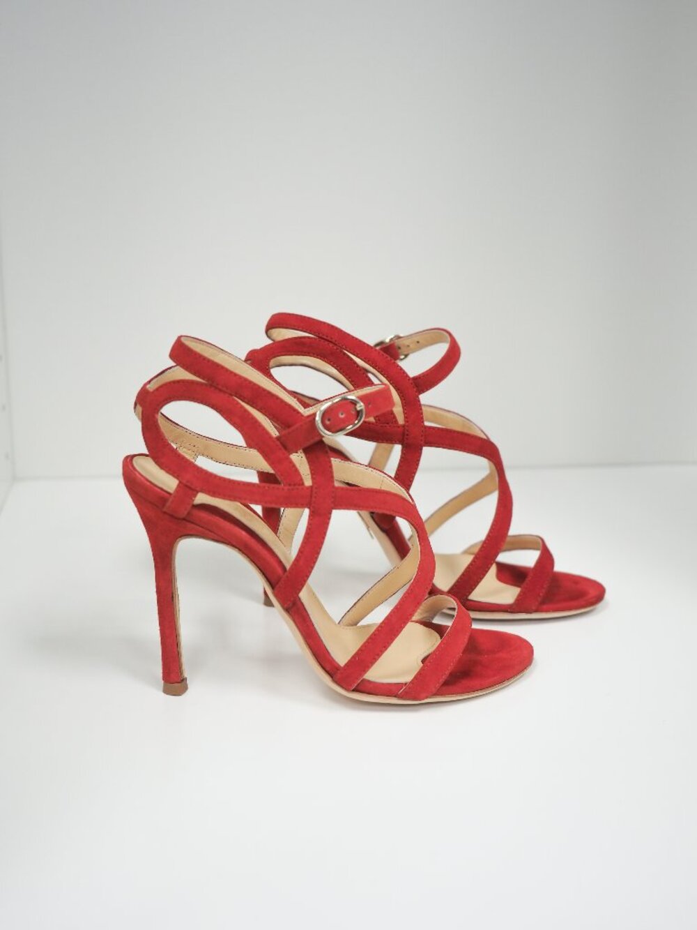 CHELSEA PARIS ESOSA Red Suede Leather Heels